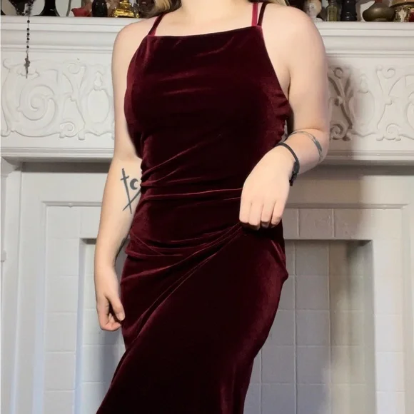 Vintage | Dresses | Vintage Red Velvet Evening Gown | Poshmark